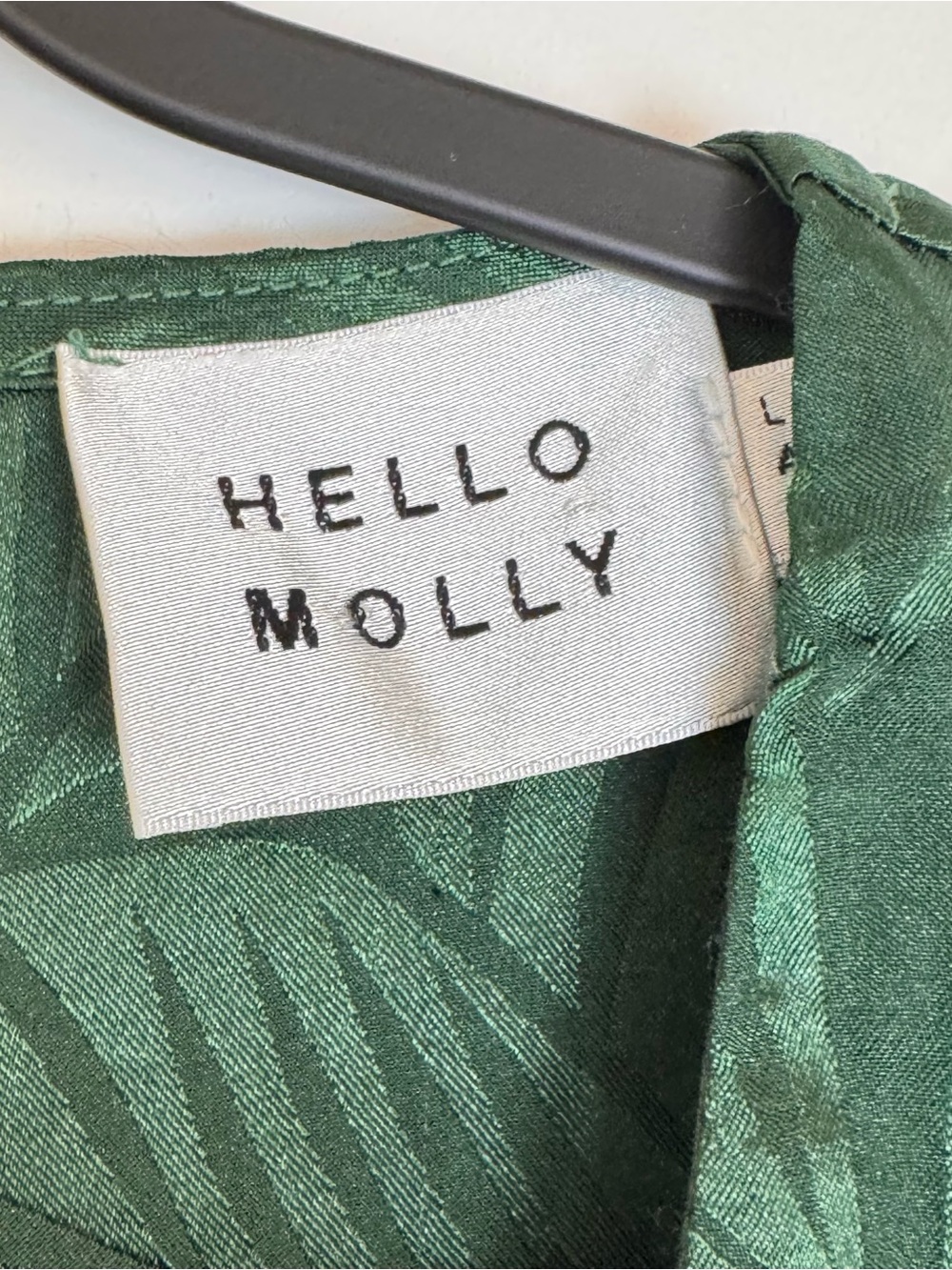 Hello Molly Heart Eyes Emerald Green Satin Palm Print Long Sleeve Mini Dress 12 - Picture 5 of 16